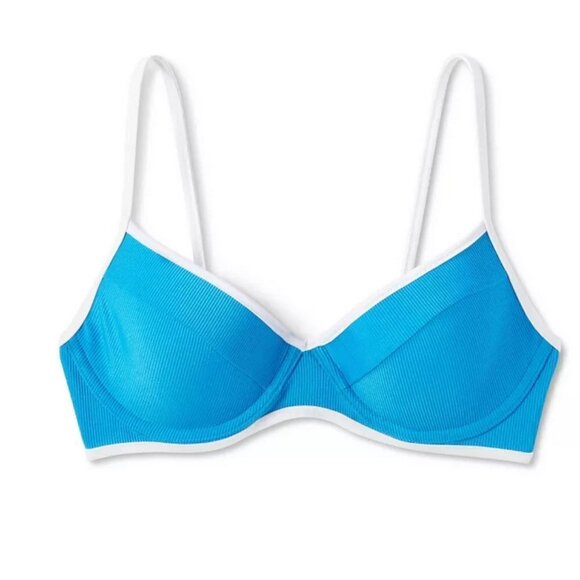 Shade & Shore Women's Lightly Lined Ribbed Underwire Bikini Top - Picture 3 of 3